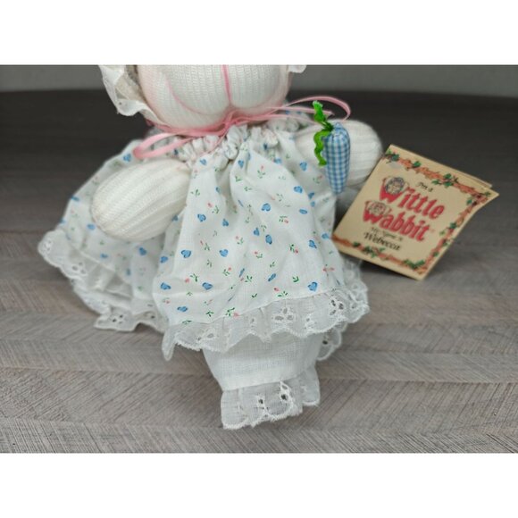 Vintage Wittle Wabbit Webecca Stuffed Bunny Rabbit Doll With Bonnet & Dress - Picture 9 of 11